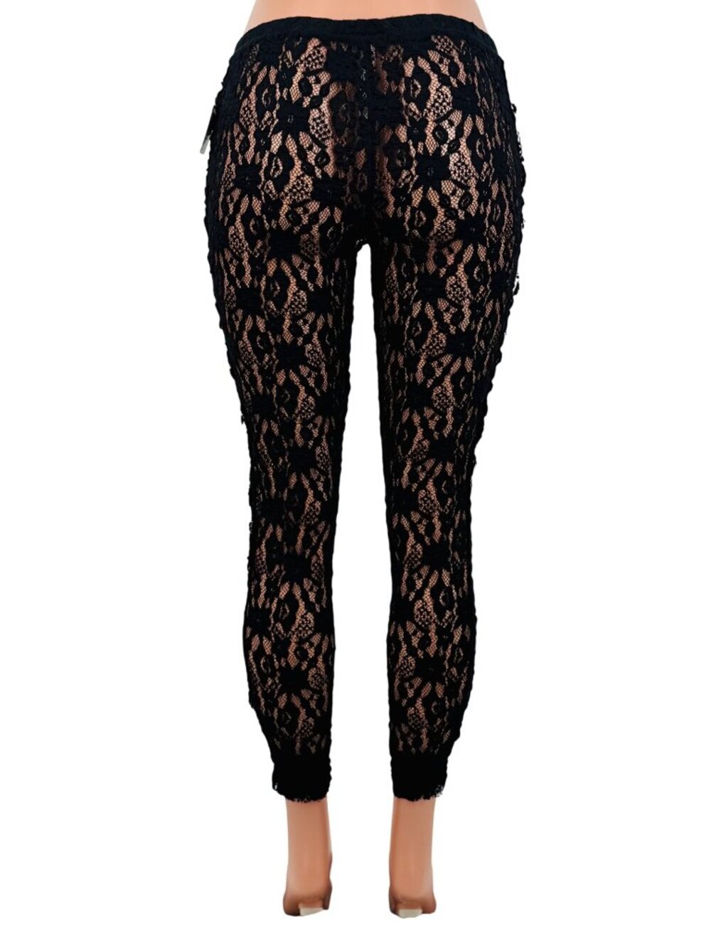 NWT Free People Black Sheer Floral Lace Leggings | Whimsigoth Dark Coquette Boho - Picture 8 of 16